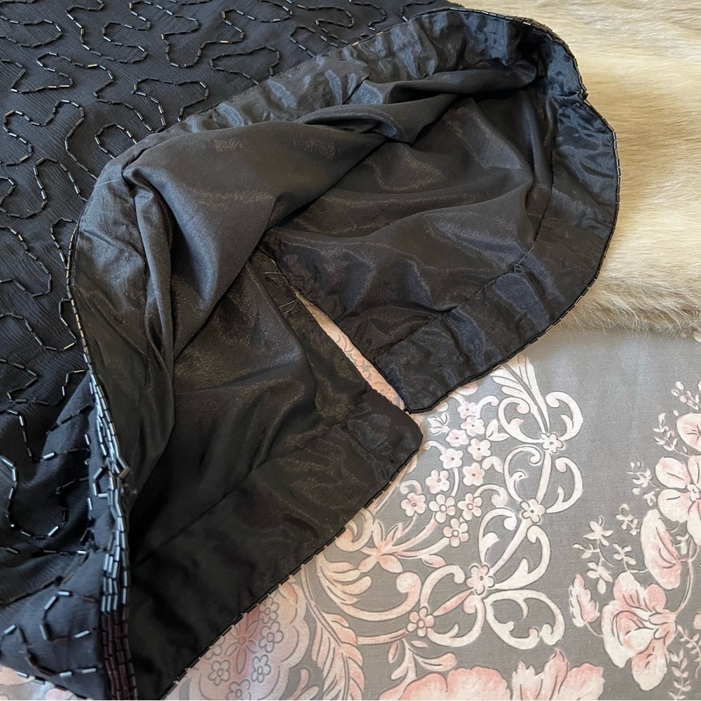 True 80’s Vintage AVENUE 7 CONTINENTAL FASHIONS INC Black Silk Heavy Beading S - Picture 10 of 16